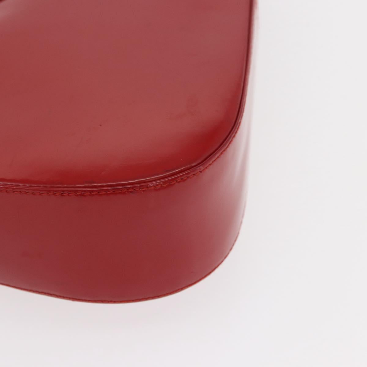 Salvatore Ferragamo Shoulder Bag Patent leather Red Silver Auth ka746