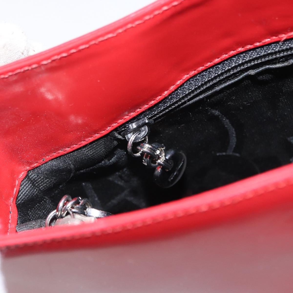 Salvatore Ferragamo Shoulder Bag Patent leather Red Silver Auth ka746