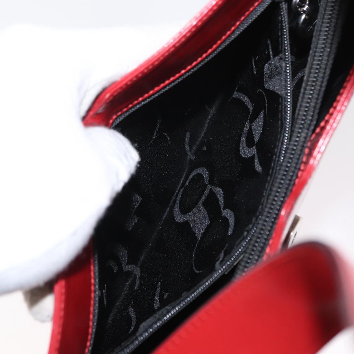 Salvatore Ferragamo Shoulder Bag Patent leather Red Silver Auth ka746