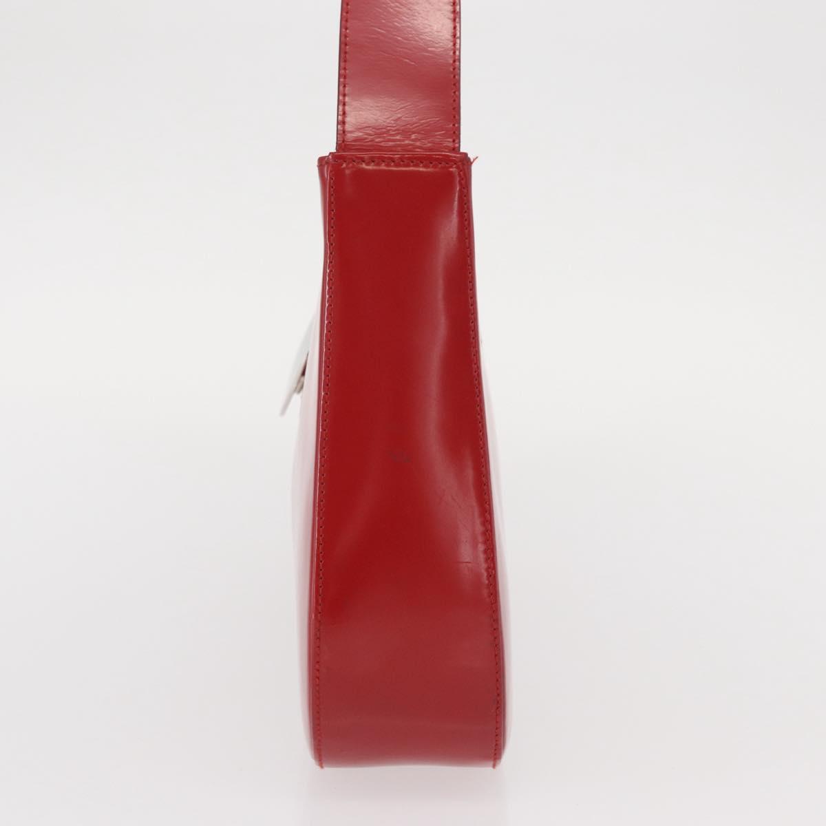 Salvatore Ferragamo Shoulder Bag Patent leather Red Silver Auth ka746