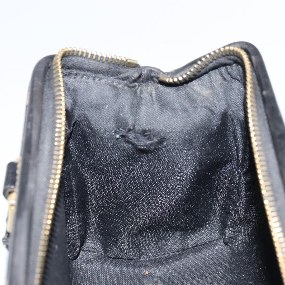 FENDI Pecan Canvas Hand Bag PVC Black Brown Auth ka747