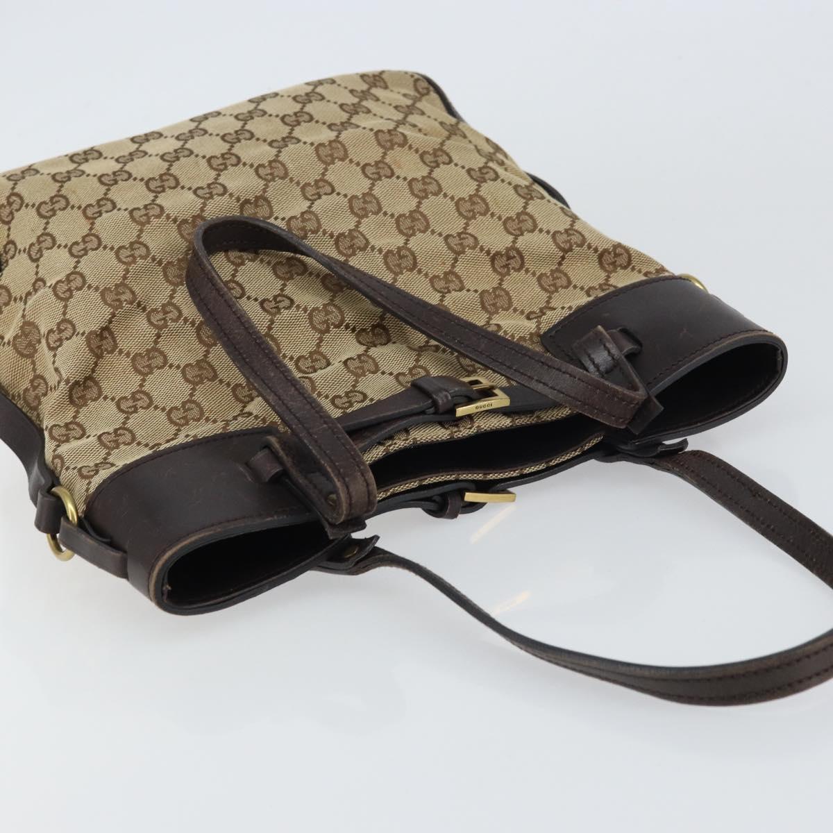 GUCCI GG Canvas Tote Bag Beige Gold 107757 Auth ka751