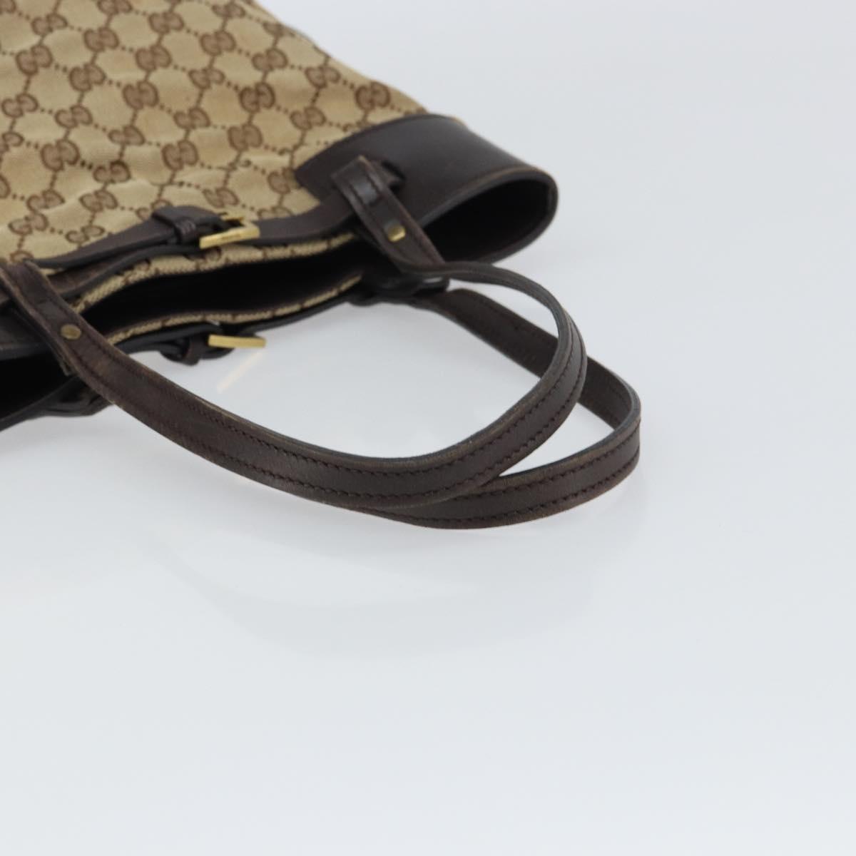 GUCCI GG Canvas Tote Bag Beige Gold 107757 Auth ka751