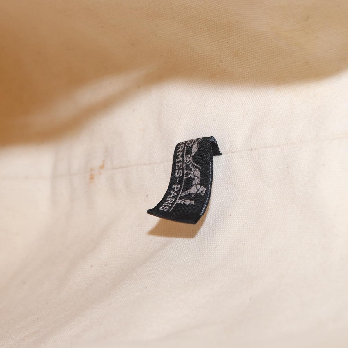 HERMES Porochon Mimir GM Shoulder Bag Canvas White Gold Auth ka758