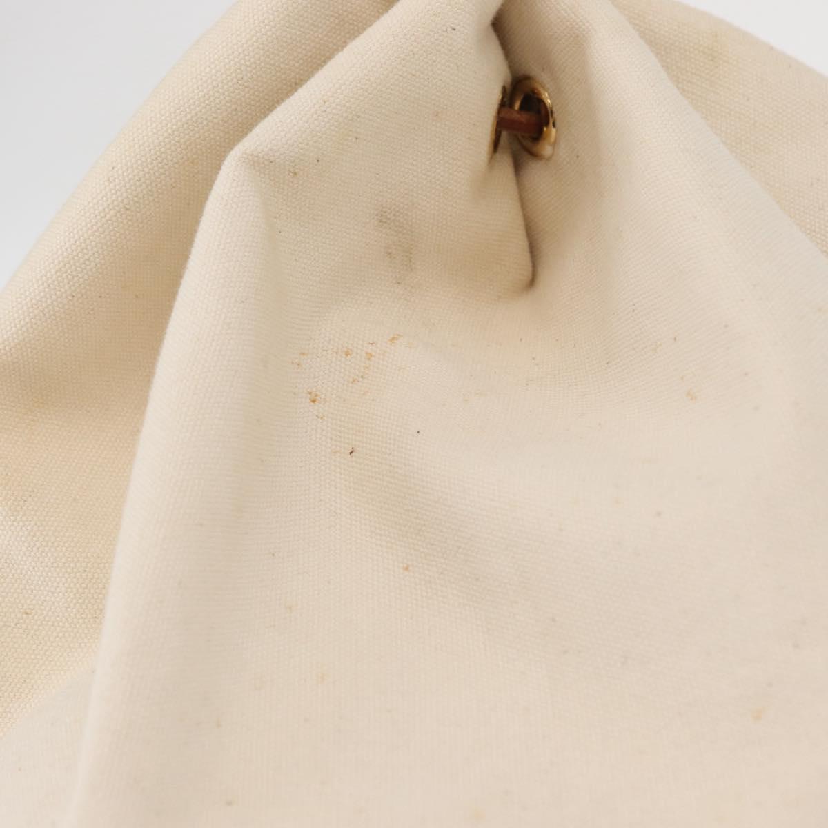 HERMES Porochon Mimir GM Shoulder Bag Canvas White Gold Auth ka758