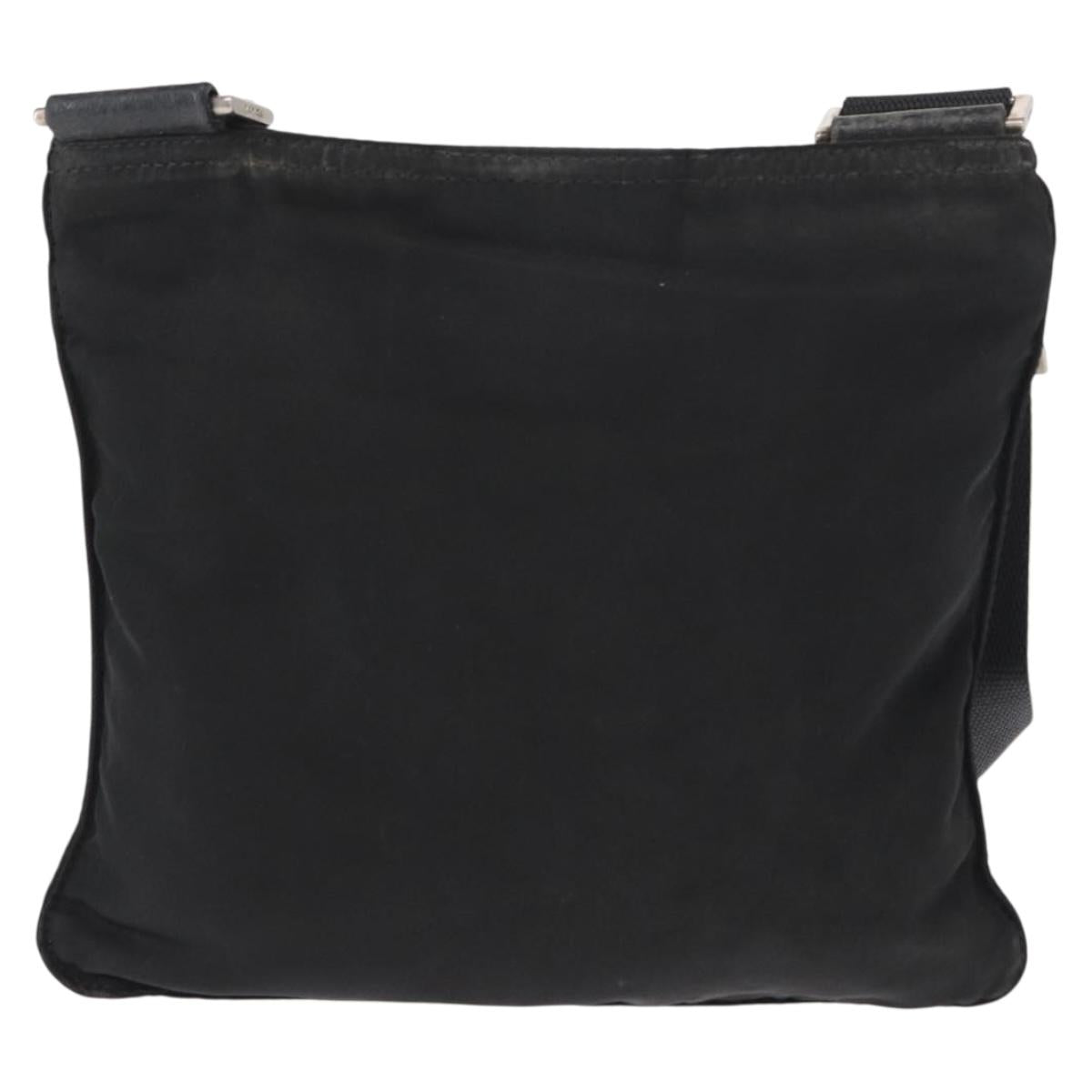 PRADA Shoulder Bag Nylon Black Silver Auth ka765