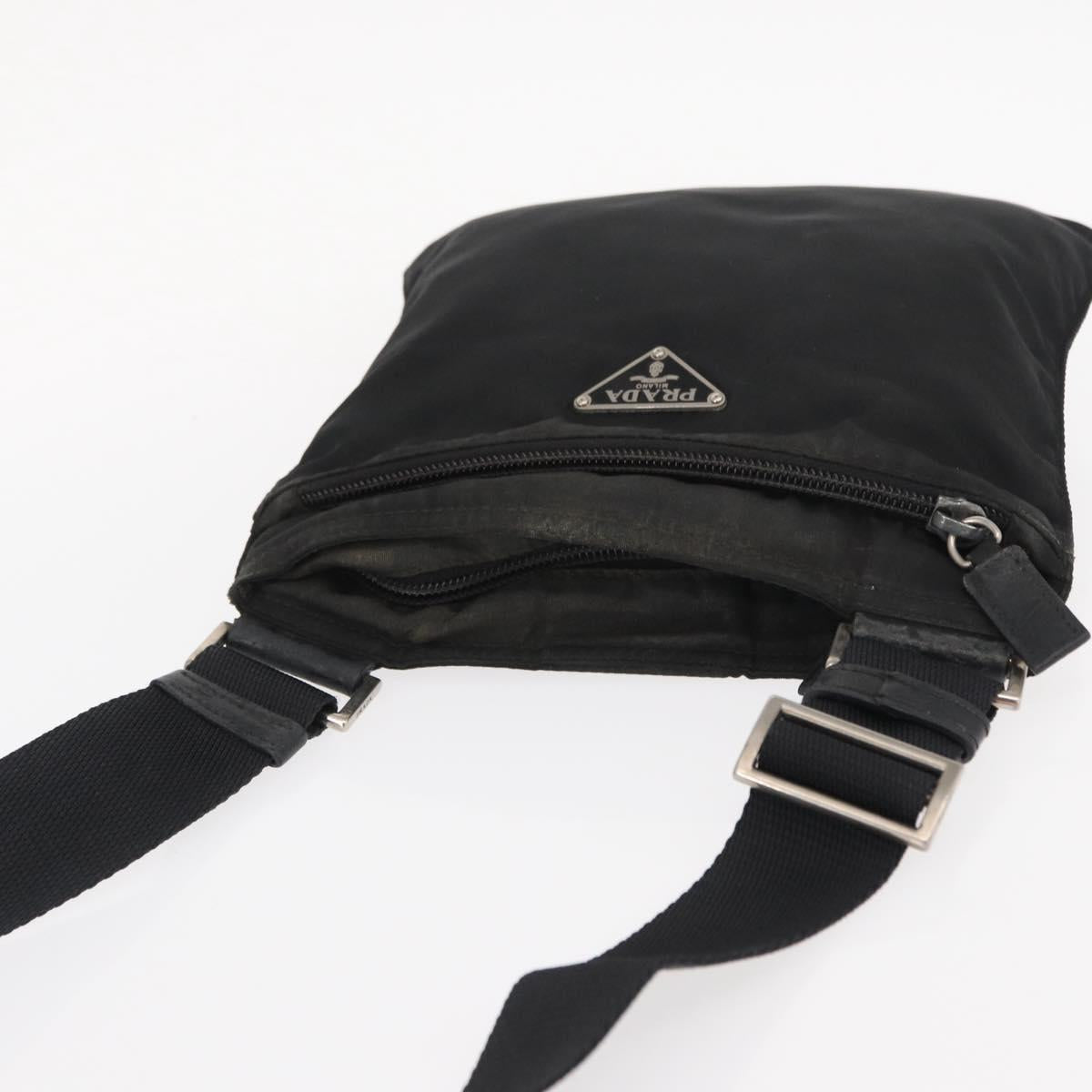 PRADA Shoulder Bag Nylon Black Silver Auth ka765