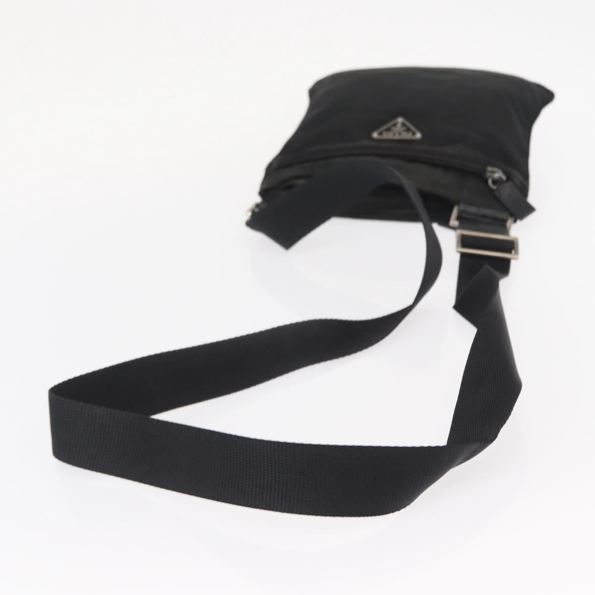 PRADA Shoulder Bag Nylon Black Silver Auth ka765