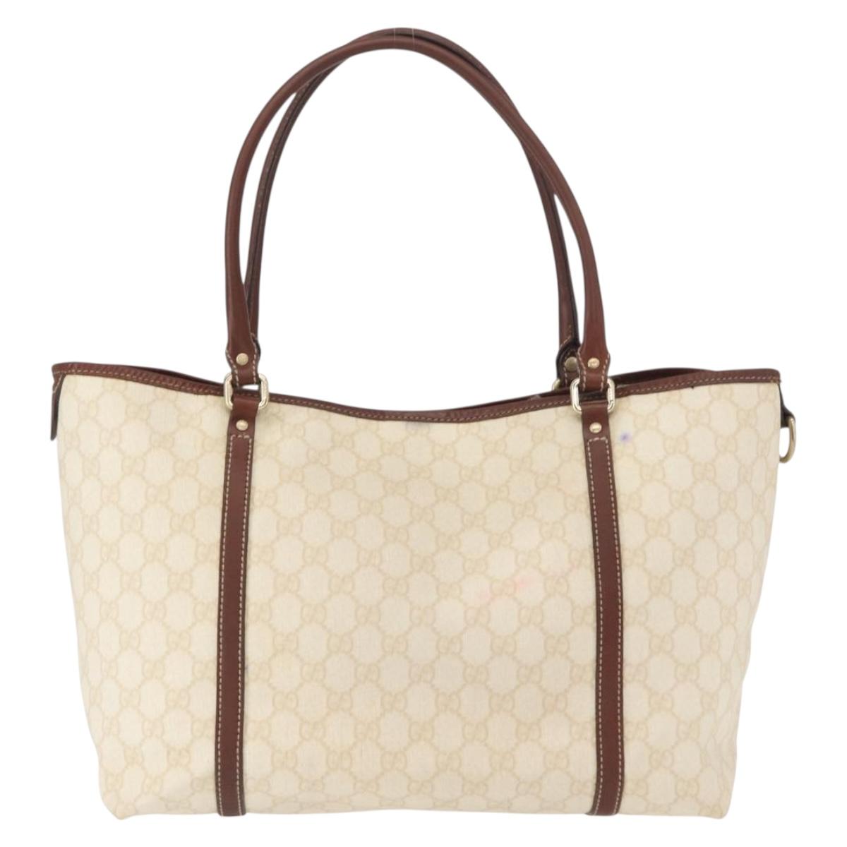 GUCCI GG Supreme Tote Bag PVC Cream Gold 197953 Auth ka766