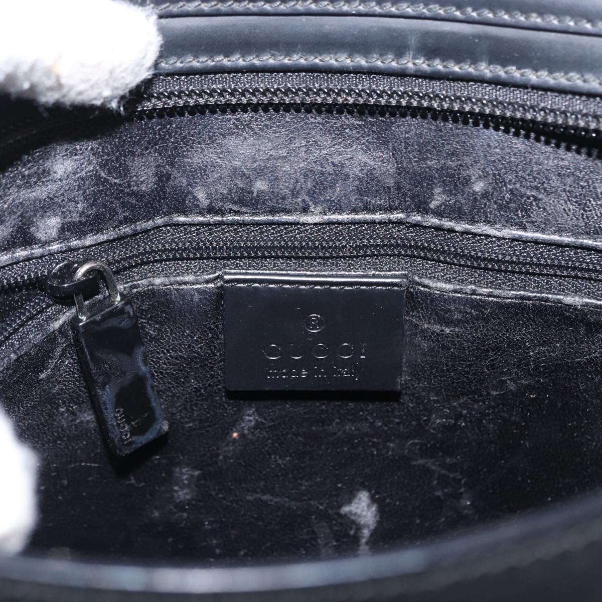 GUCCI Shoulder Bag Leather Black Silver 001 3065 Auth ka767