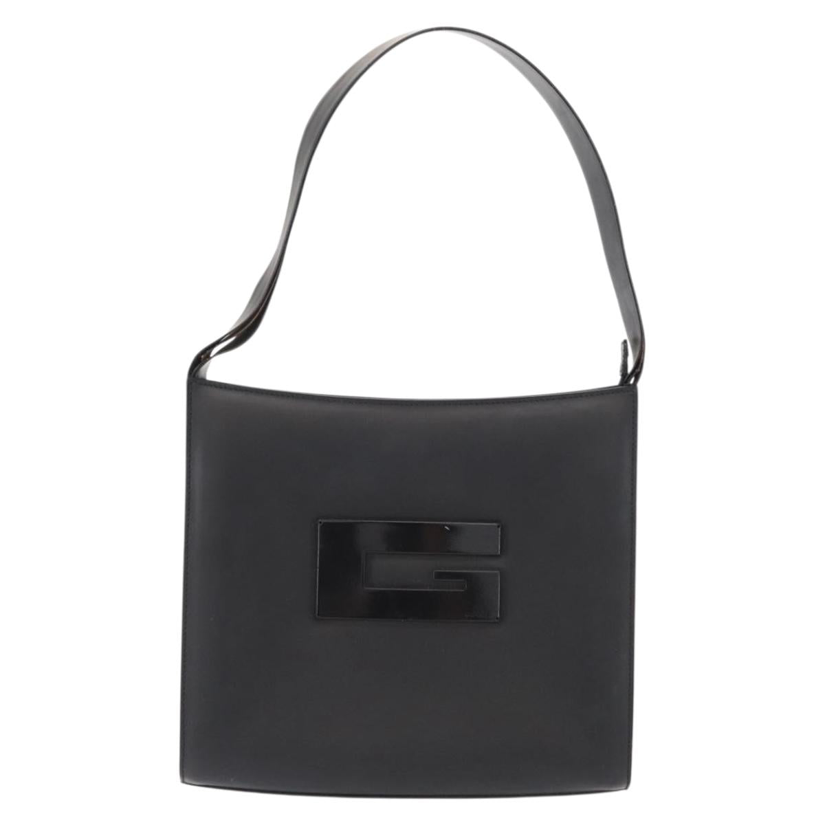 GUCCI Shoulder Bag Leather Black Silver 001 3065 Auth ka767