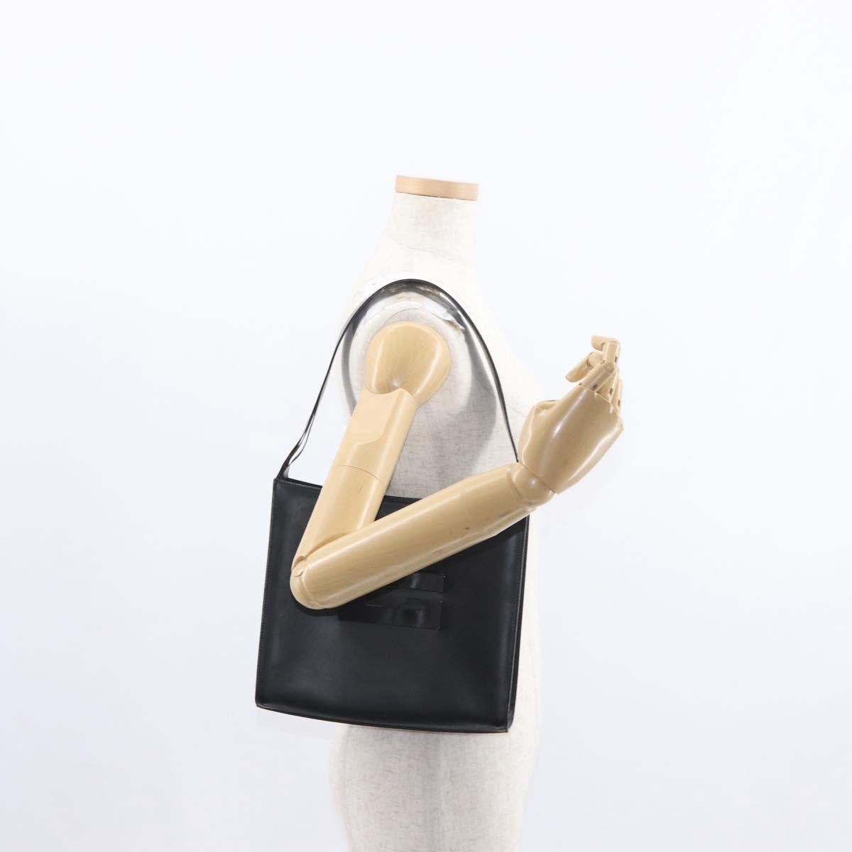 GUCCI Shoulder Bag Leather Black Silver 001 3065 Auth ka767