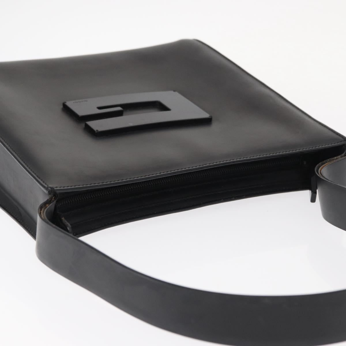 GUCCI Shoulder Bag Leather Black Silver 001 3065 Auth ka767