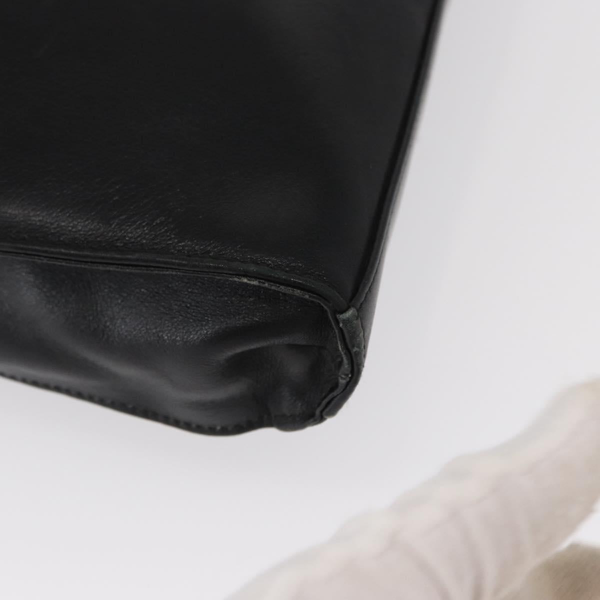 GUCCI Bamboo Hand Bag Leather Black Gold 001 2855 1875 0 Auth ka770