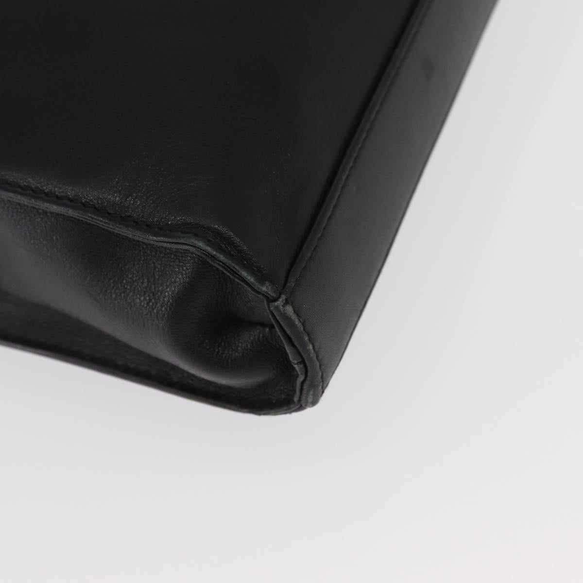 GUCCI Bamboo Hand Bag Leather Black Gold 001 2855 1875 0 Auth ka770