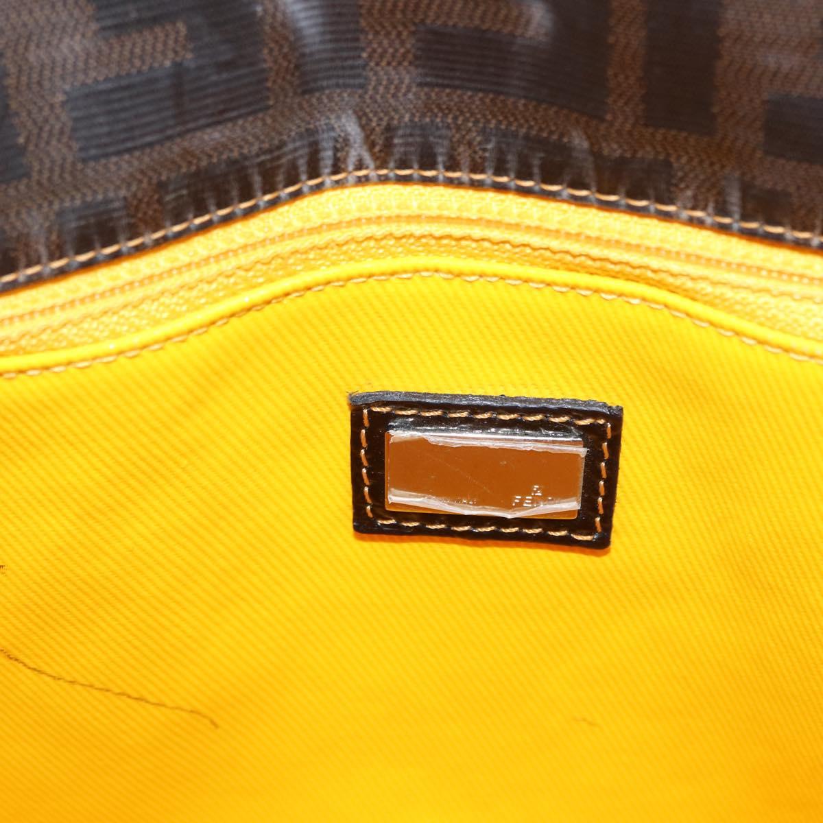 FENDI Zucca Canvas Tote Bag Coated Canvas Black Brown Auth ka771