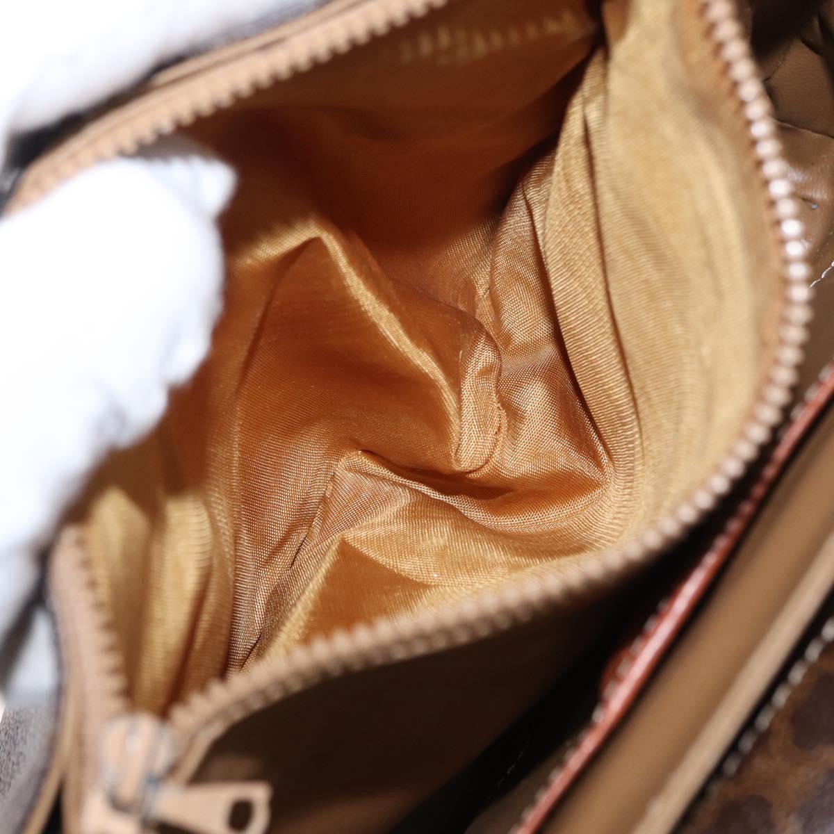 CELINE Macadam Canvas Shoulder Bag PVC Leather Brown Gold Auth ka776