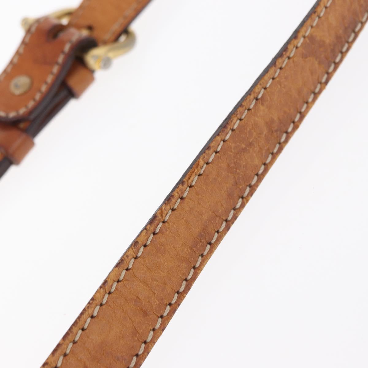 CELINE Macadam Canvas Shoulder Bag PVC Leather Brown Gold Auth ka776