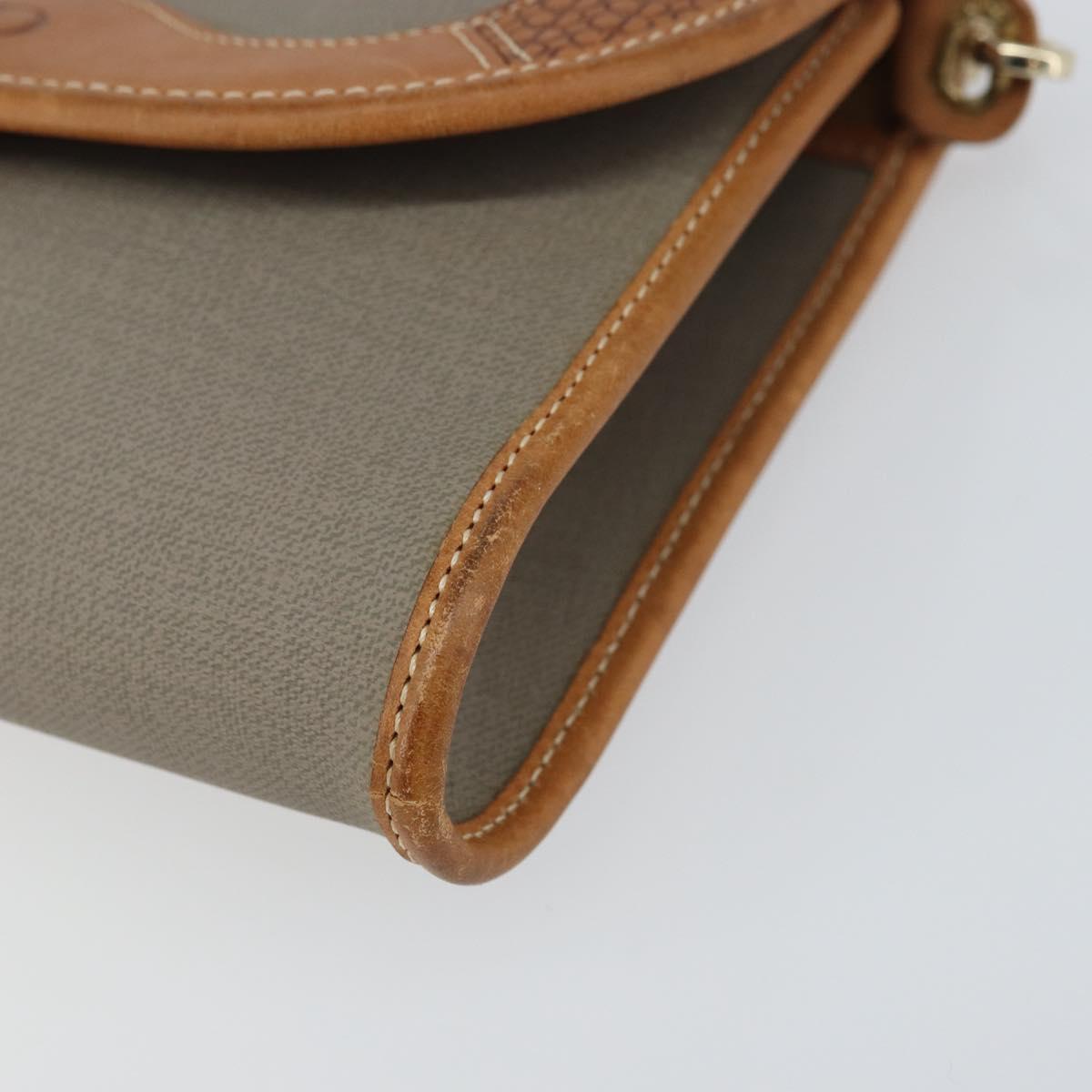 Christian Dior Shoulder Bag PVC Gray Gold Auth ka778