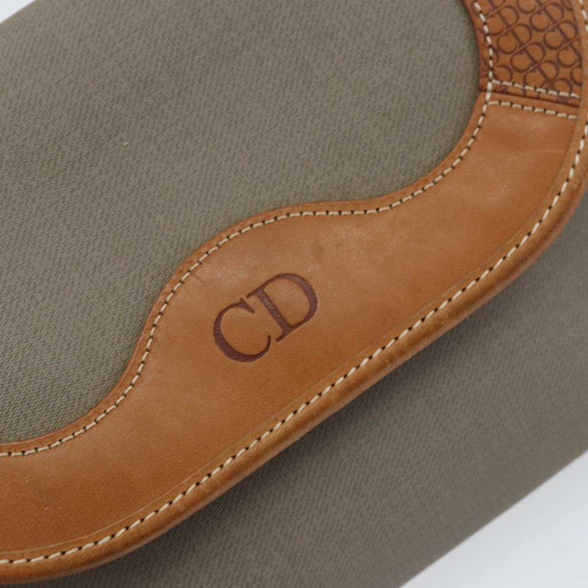 Christian Dior Shoulder Bag PVC Gray Gold Auth ka778