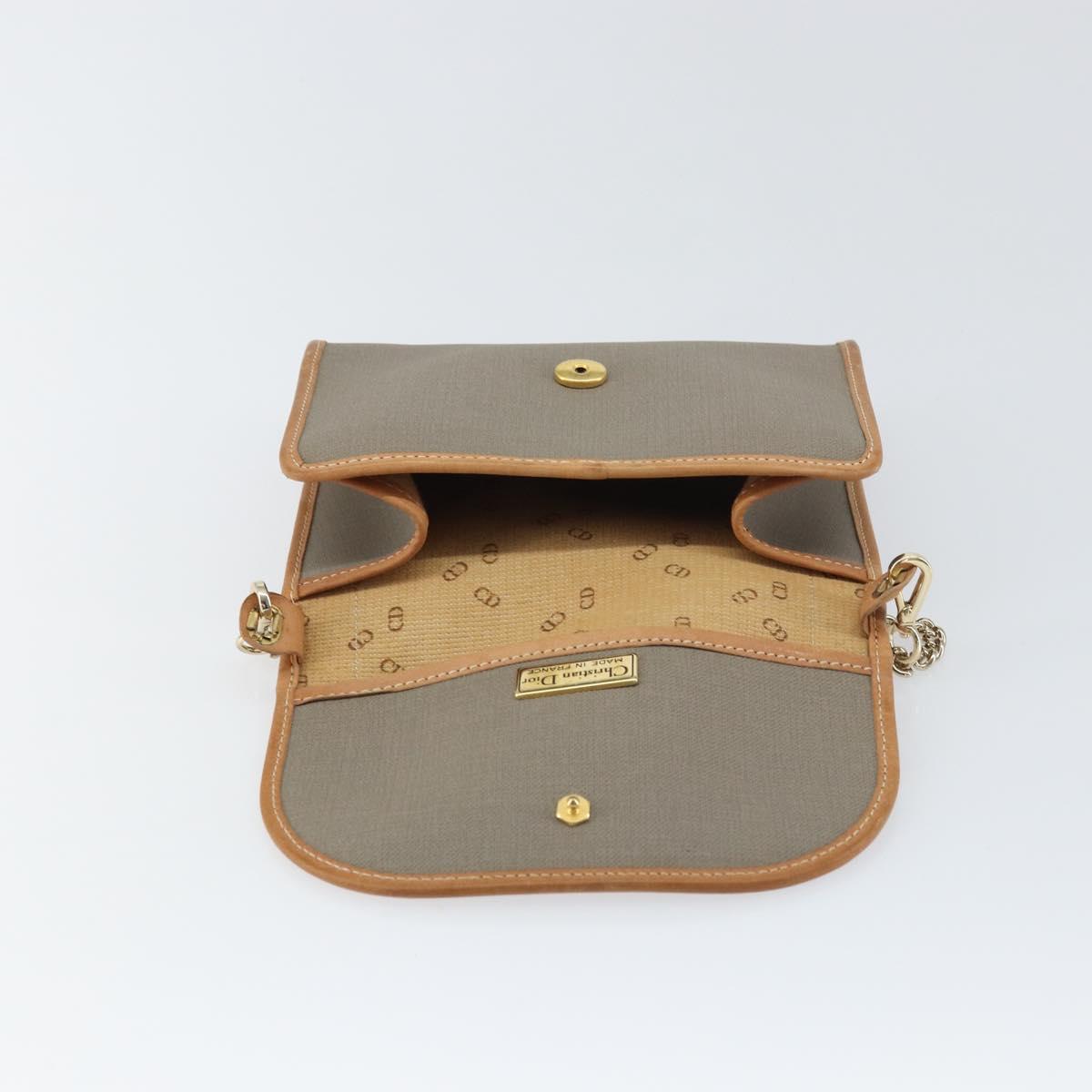 Christian Dior Shoulder Bag PVC Gray Gold Auth ka778