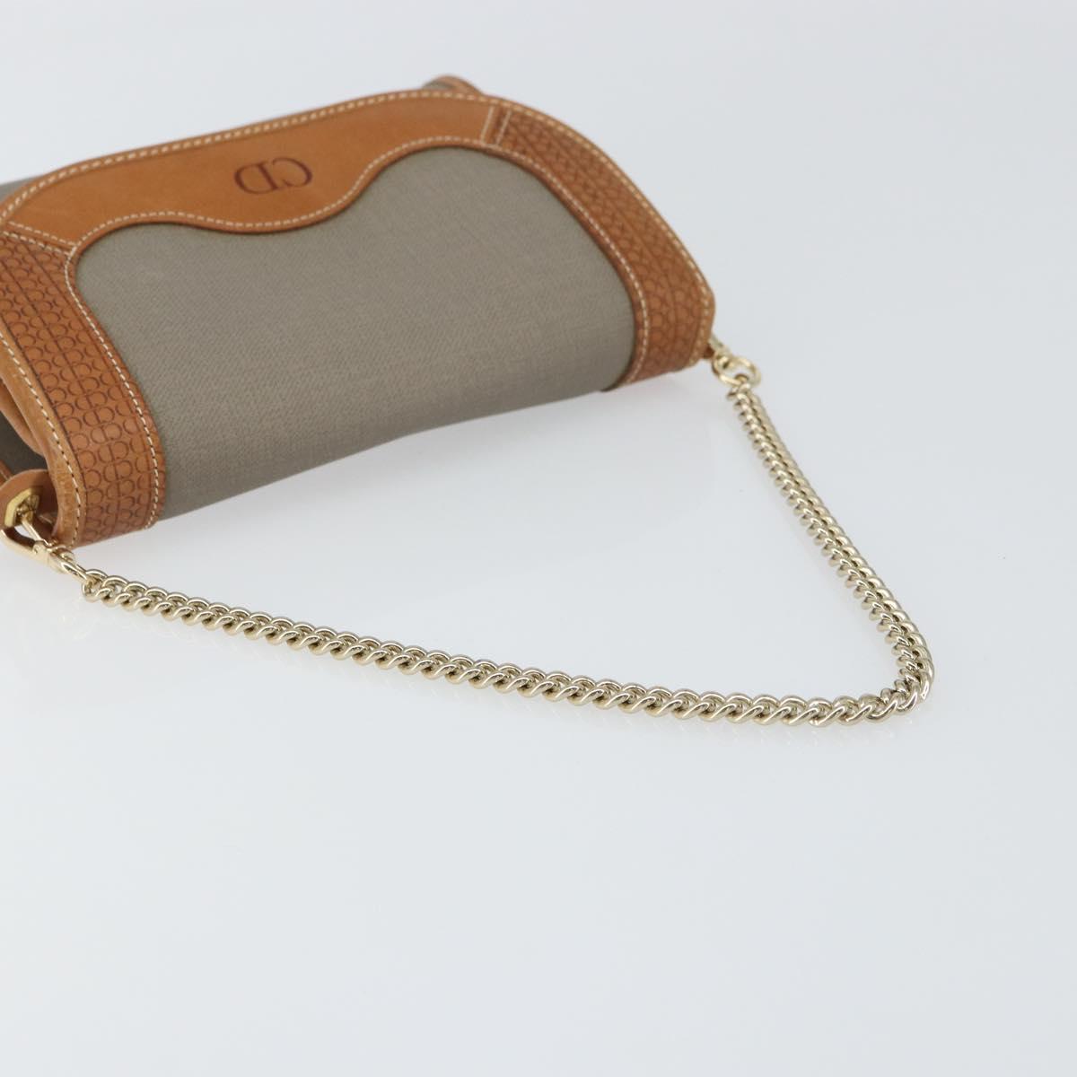 Christian Dior Shoulder Bag PVC Gray Gold Auth ka778