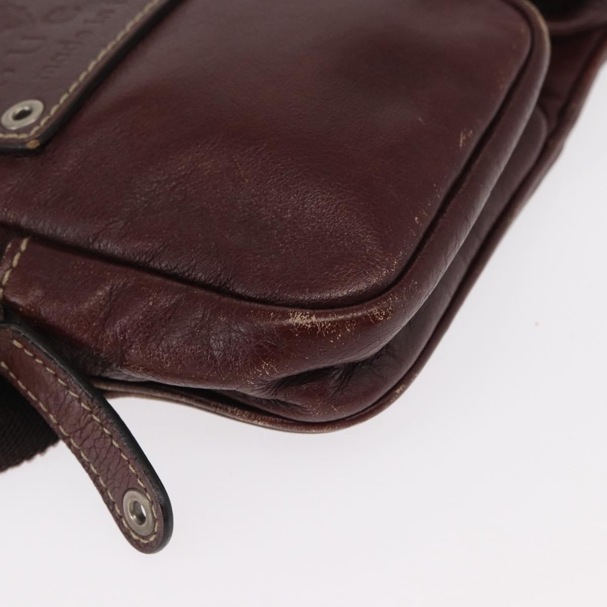 GUCCI Waist Bag Leather Bordeaux Silver 201846 Auth ka781