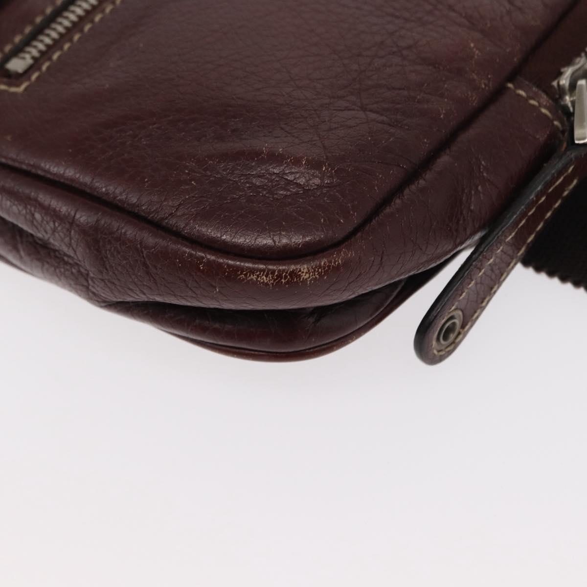 GUCCI Waist Bag Leather Bordeaux Silver 201846 Auth ka781