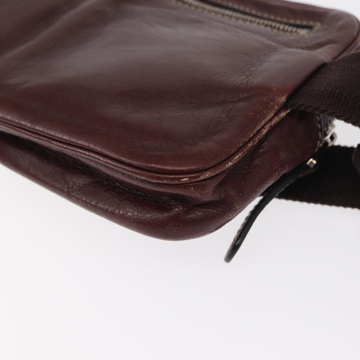 GUCCI Waist Bag Leather Bordeaux Silver 201846 Auth ka781