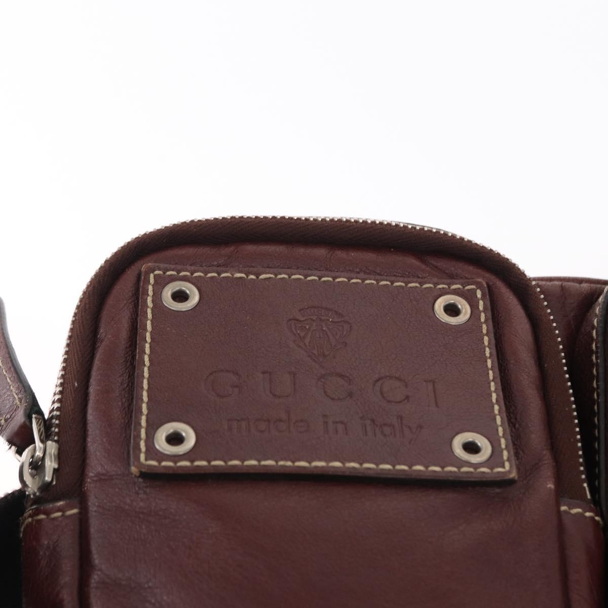 GUCCI Waist Bag Leather Bordeaux Silver 201846 Auth ka781