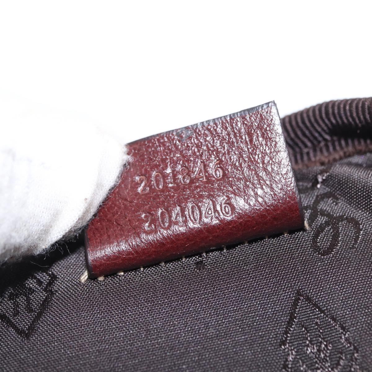 GUCCI Waist Bag Leather Bordeaux Silver 201846 Auth ka781