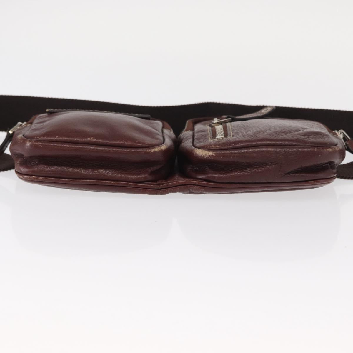 GUCCI Waist Bag Leather Bordeaux Silver 201846 Auth ka781