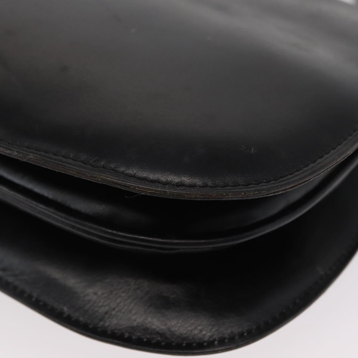 GUCCI Shoulder Bag Leather Black Gold Auth ka783