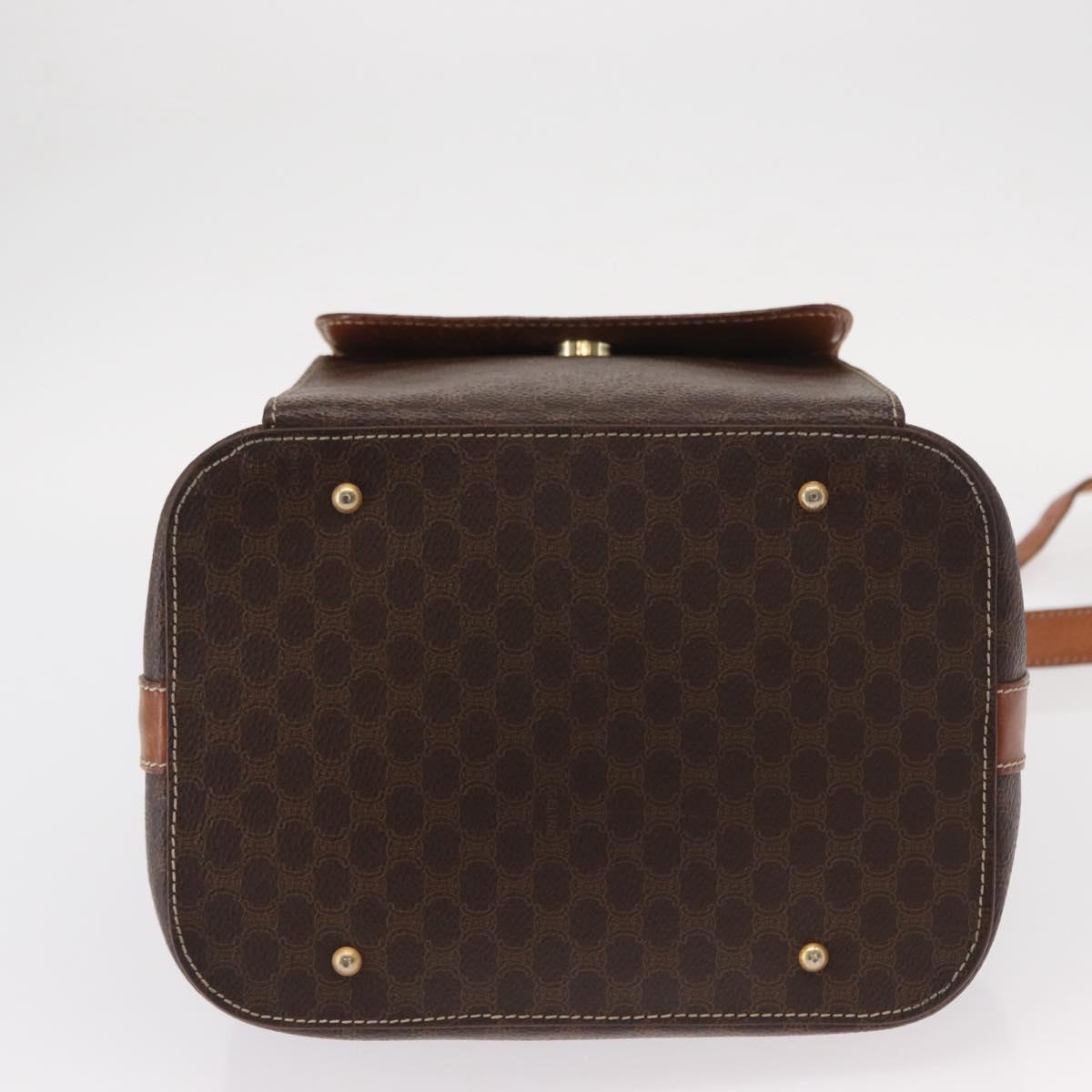 CELINE Macadam Canvas Shoulder Bag PVC Leather 2way Brown Gold Auth ka784