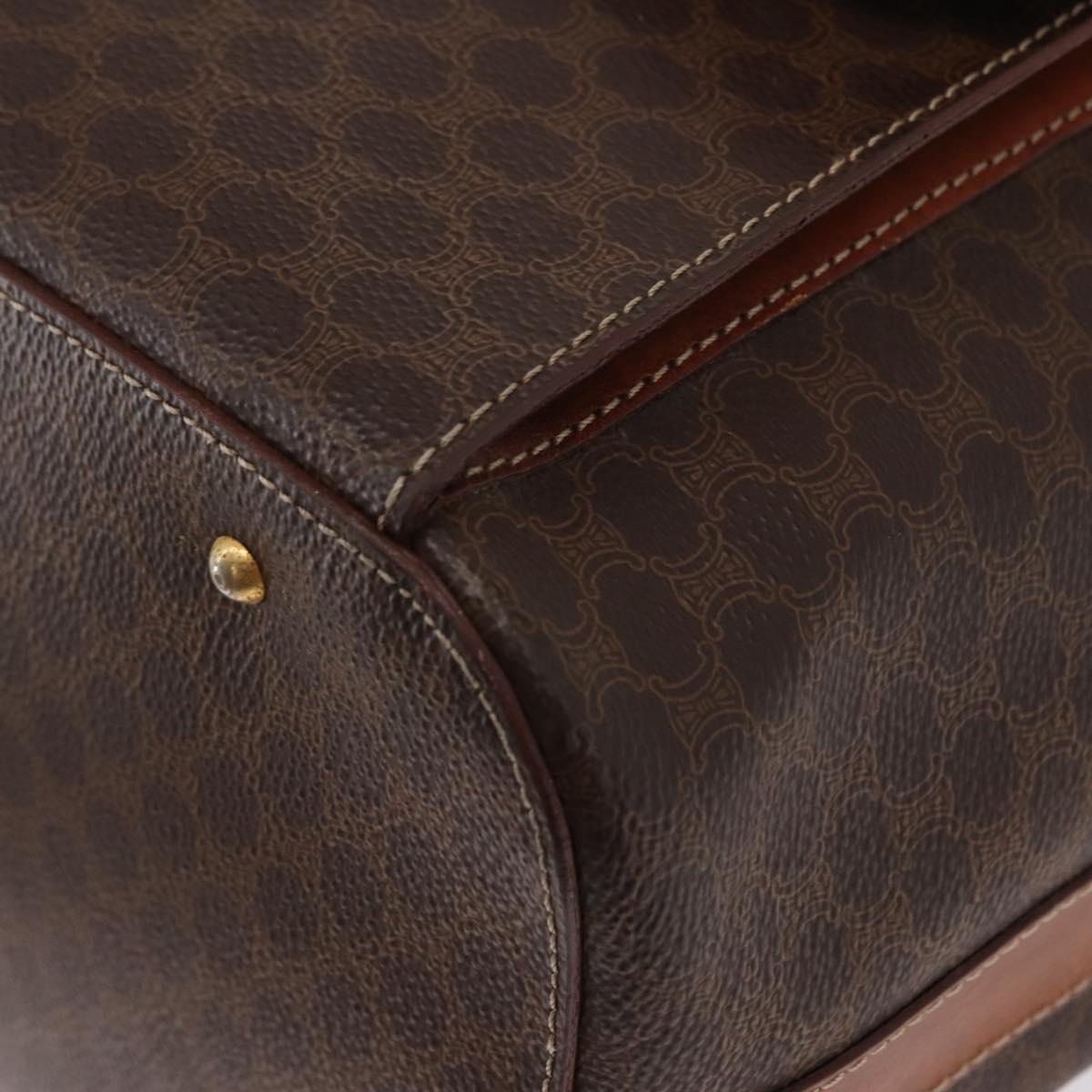 CELINE Macadam Canvas Shoulder Bag PVC Leather 2way Brown Gold Auth ka784