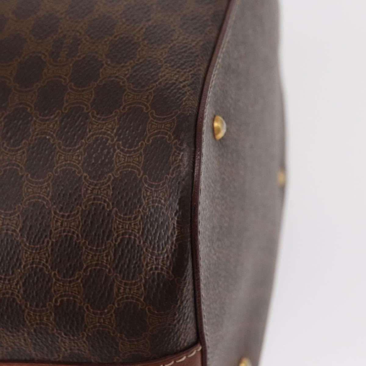 CELINE Macadam Canvas Shoulder Bag PVC Leather 2way Brown Gold Auth ka784