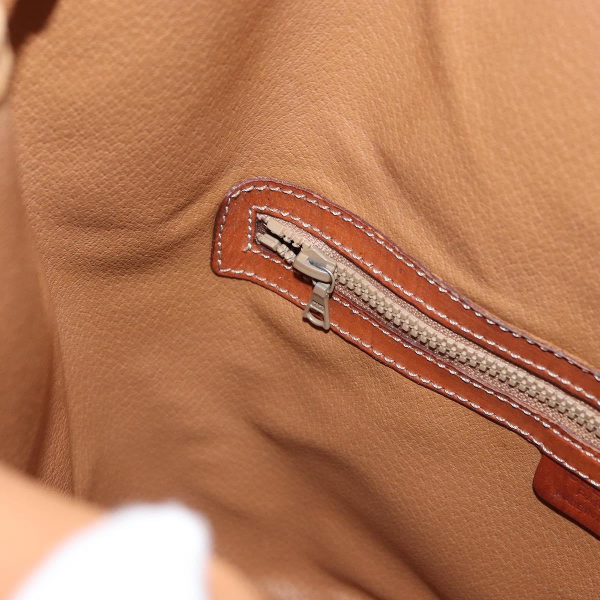 CELINE Macadam Canvas Shoulder Bag PVC Leather 2way Brown Gold Auth ka784