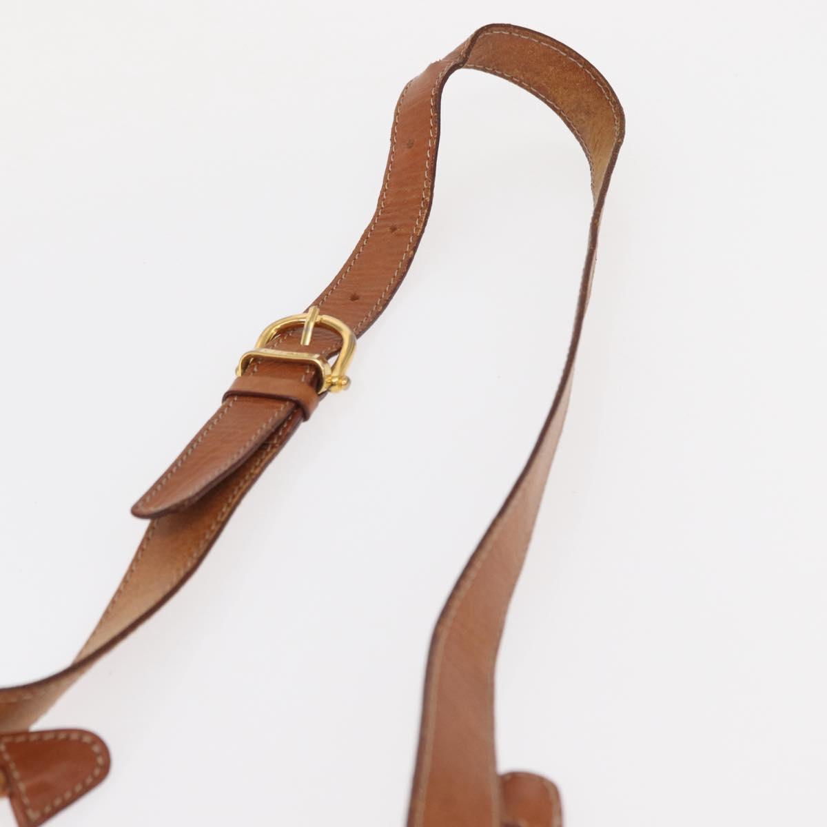 CELINE Macadam Canvas Shoulder Bag PVC Leather 2way Brown Gold Auth ka784