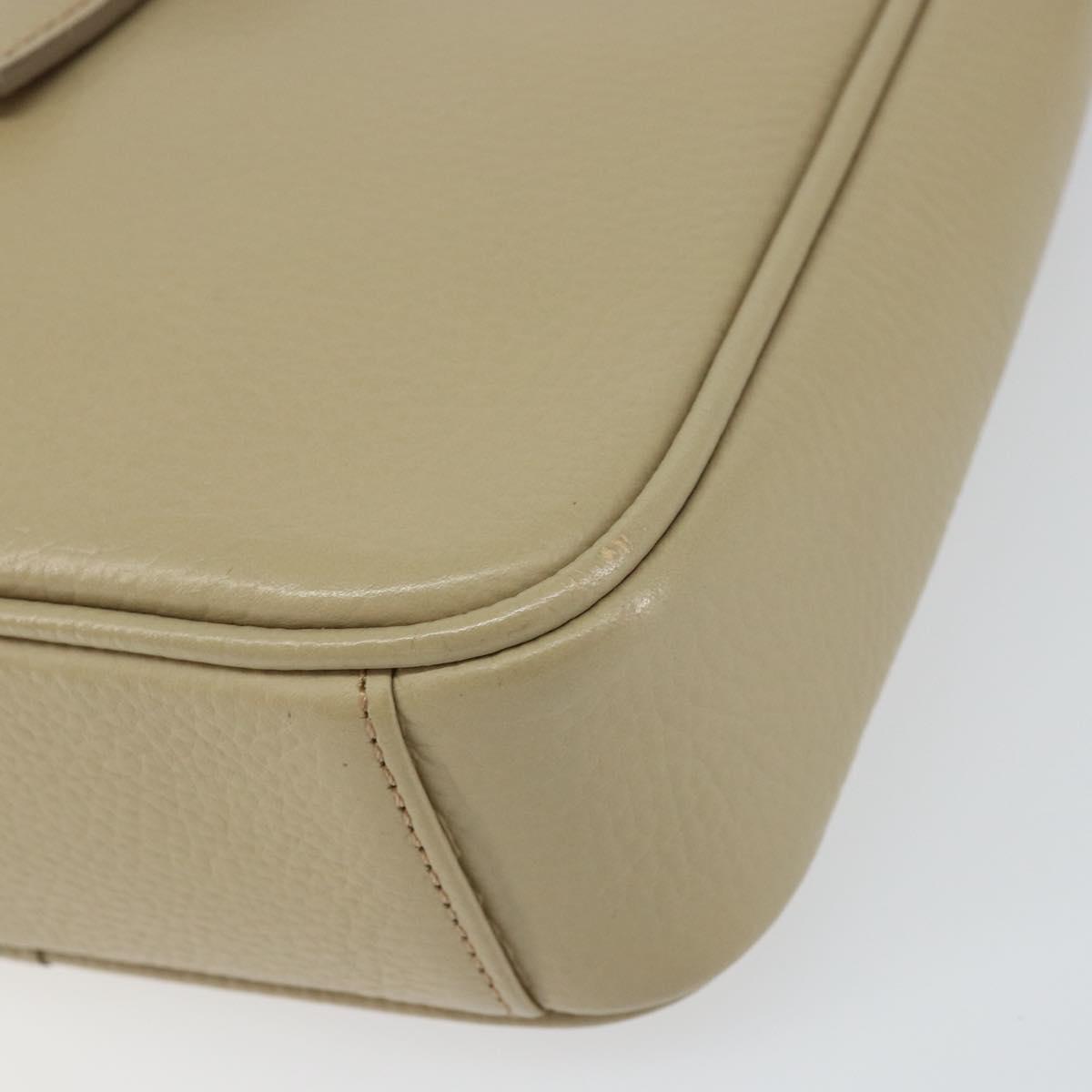 BURBERRY Shoulder Bag Leather Beige Silver Auth ka786