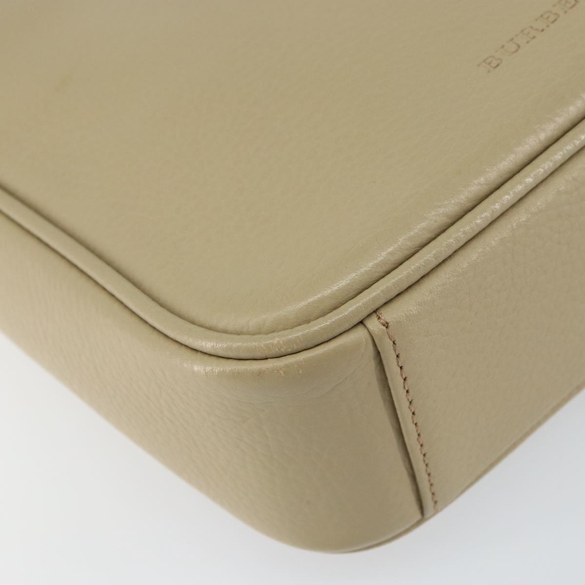 BURBERRY Shoulder Bag Leather Beige Silver Auth ka786
