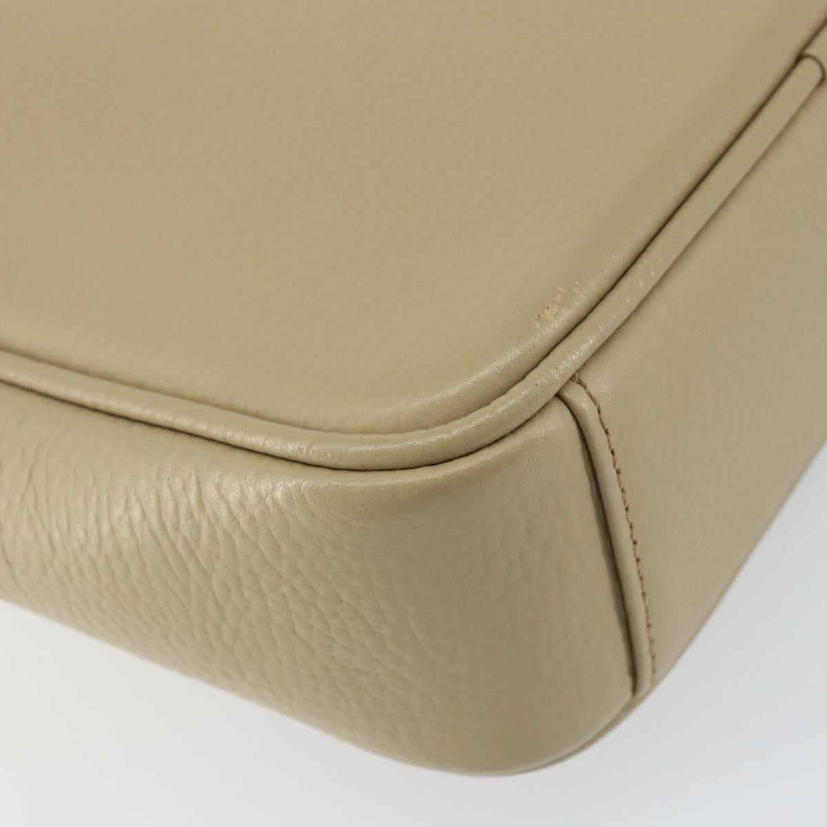 BURBERRY Shoulder Bag Leather Beige Silver Auth ka786