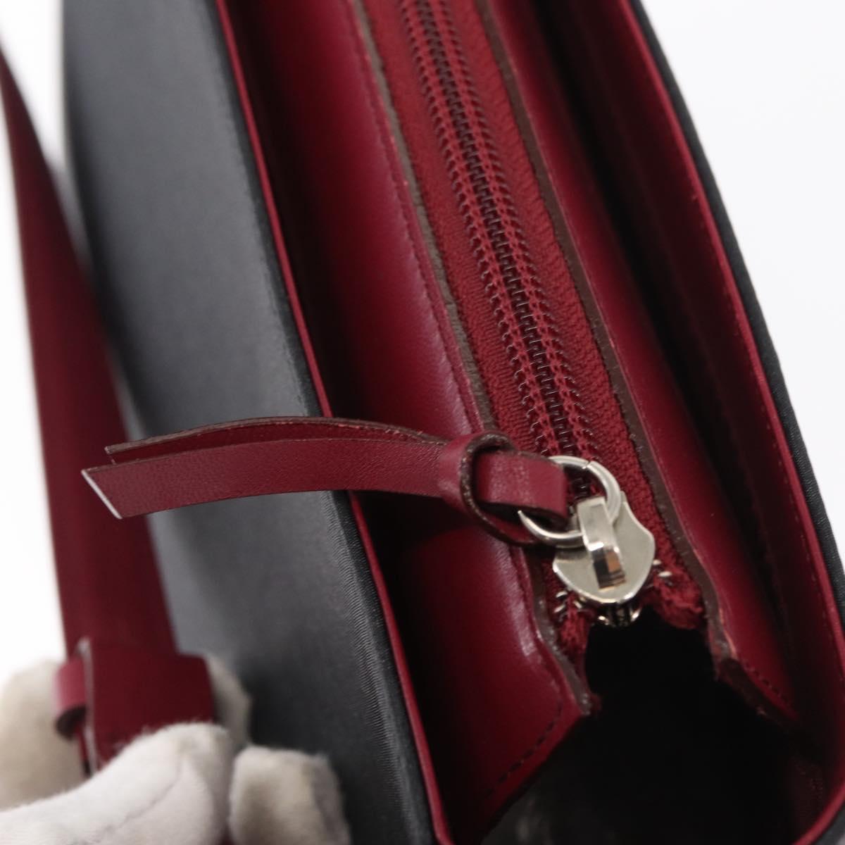 BURBERRY Nova Check Shoulder Bag Nylon Leather Gray Silver Auth ka787