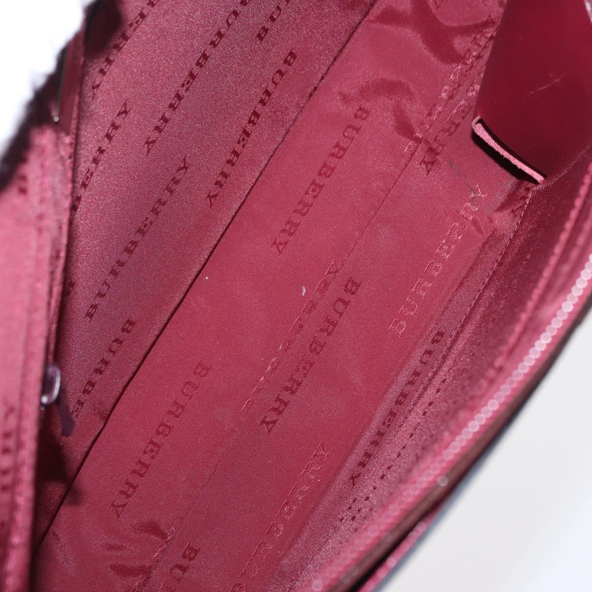 BURBERRY Nova Check Shoulder Bag Nylon Leather Gray Silver Auth ka787