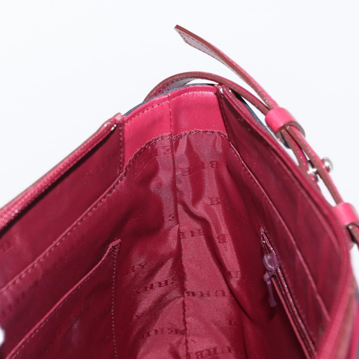 BURBERRY Nova Check Shoulder Bag Nylon Leather Gray Silver Auth ka787