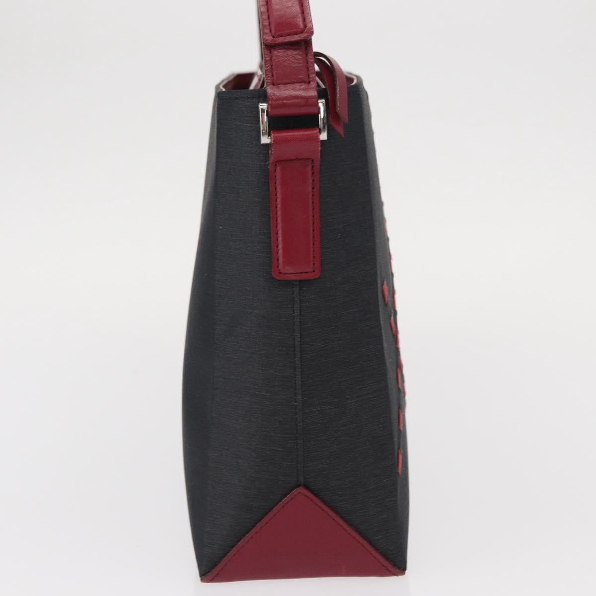 BURBERRY Nova Check Shoulder Bag Nylon Leather Gray Silver Auth ka787