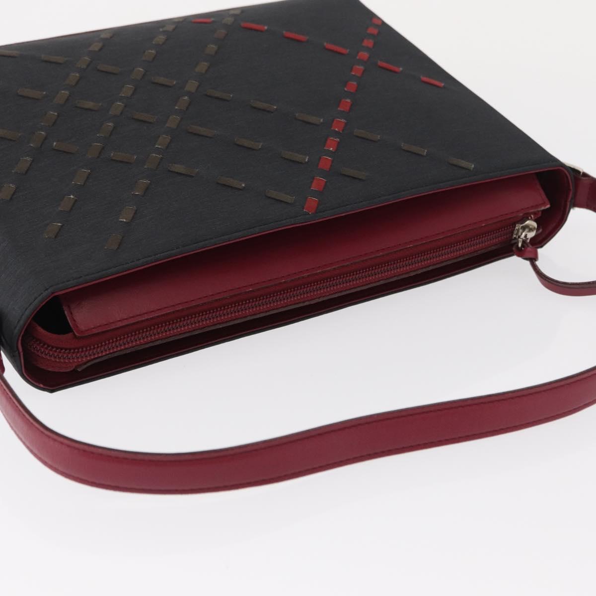 BURBERRY Nova Check Shoulder Bag Nylon Leather Gray Silver Auth ka787