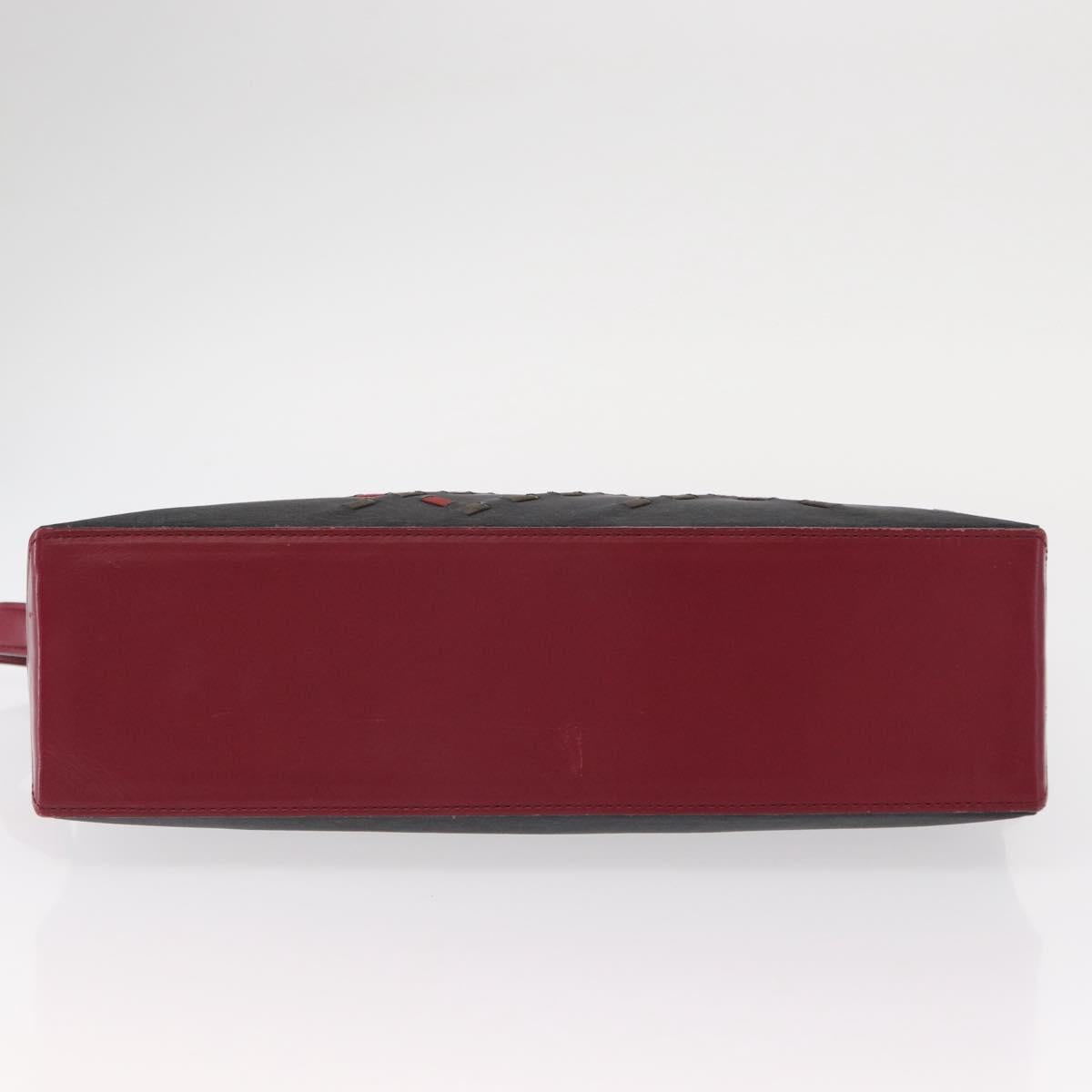 BURBERRY Nova Check Shoulder Bag Nylon Leather Gray Silver Auth ka787