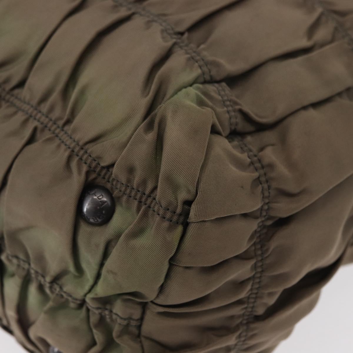 PRADA Shoulder Bag Nylon Leather Gray Auth ka788