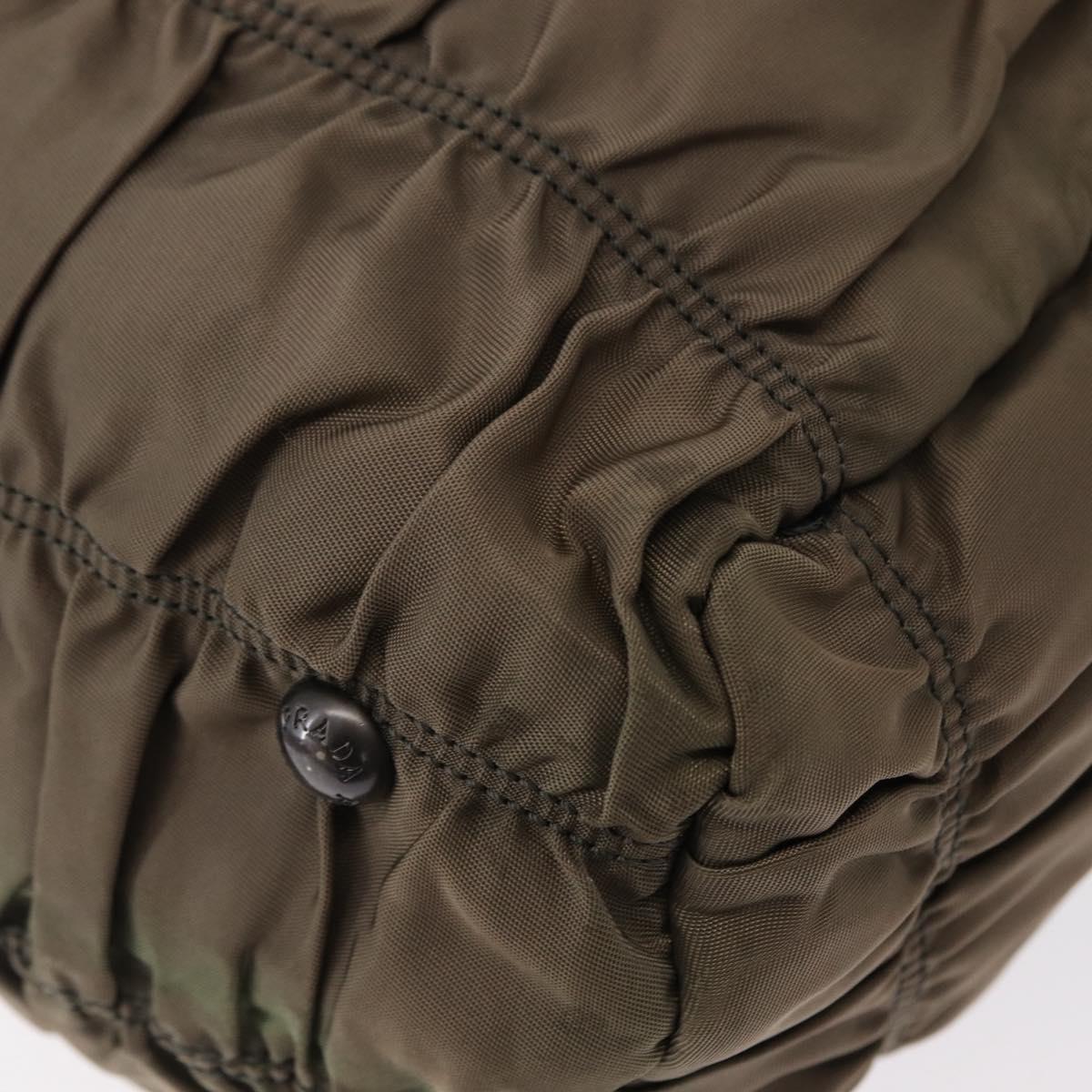 PRADA Shoulder Bag Nylon Leather Gray Auth ka788