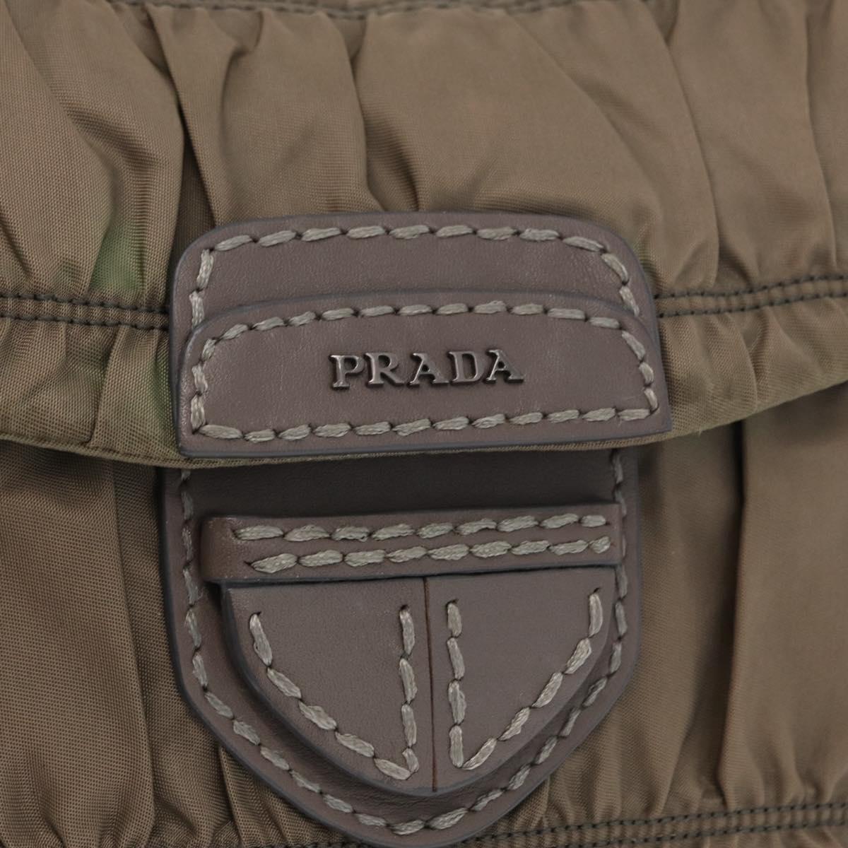 PRADA Shoulder Bag Nylon Leather Gray Auth ka788